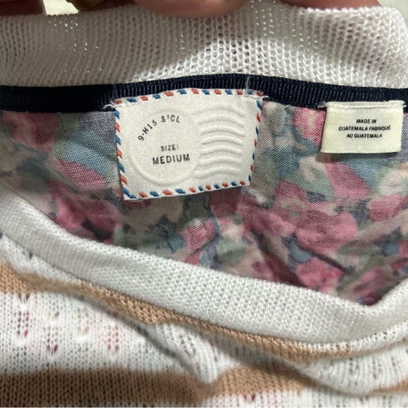 Postmark Anthropologie Layered Floral Stripes Sweater Pullover Top Size Medium - Picture 6 of 10